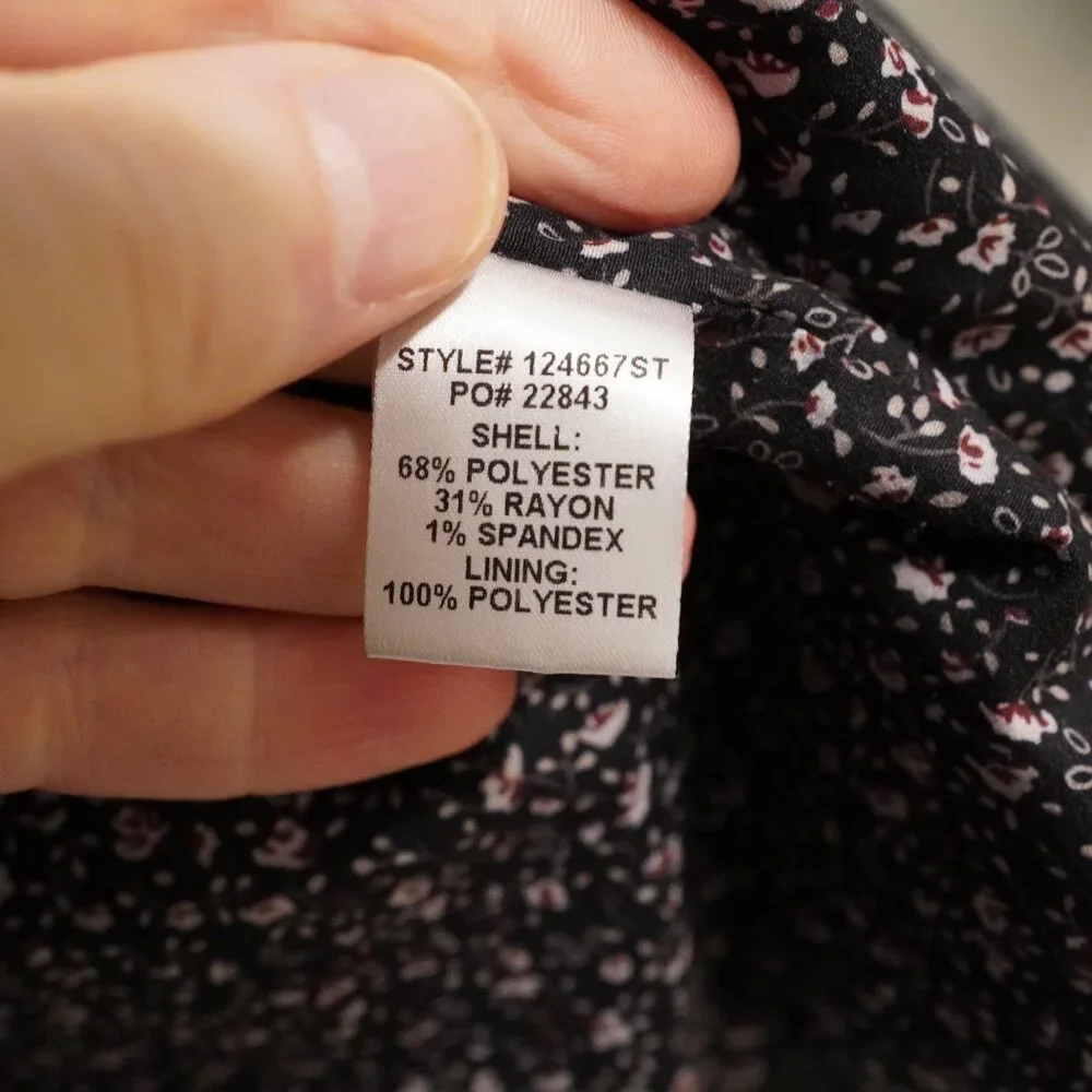 Skies Are Blue Curvy Open Front Blazer 2X Charcoal Ruched Sleeve Floral Lined - Picture 3 of 4